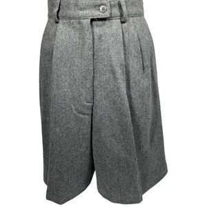 Savannah Vintage 80s Long 100% Wool Shorts Women's 12 Lined Gray Pleated Pockets